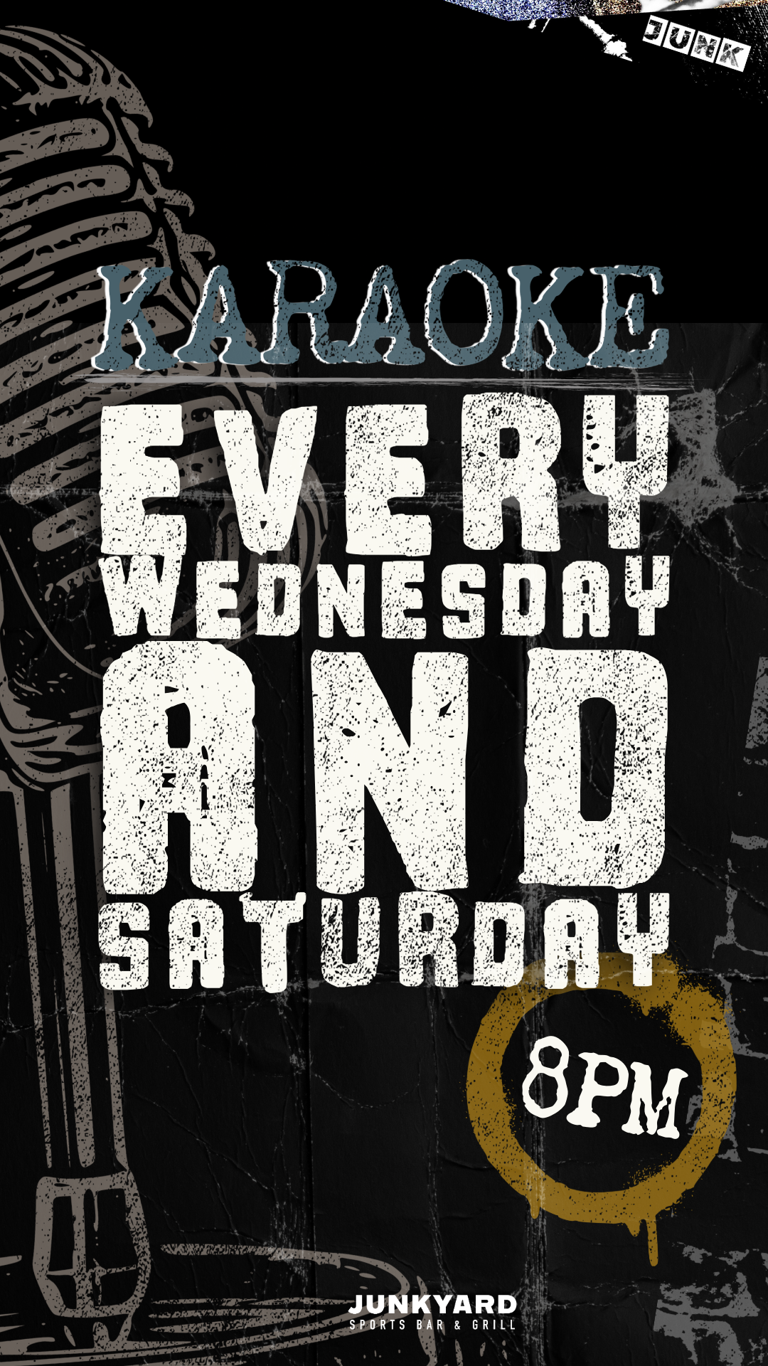 Poster for Karaoke - Junkyard Sports Bar & Grill